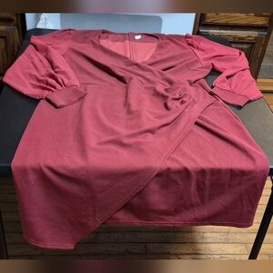 Ladies size XXXXL burgundy cross front dress